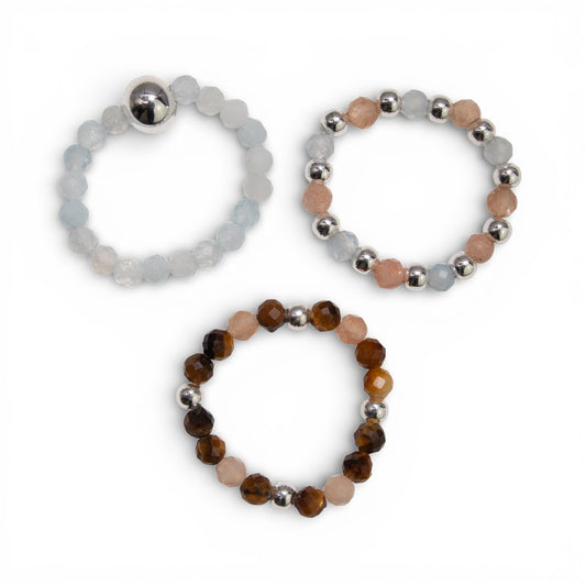 Nymph Spirit Gemstone Ring Set - Sea Sunset