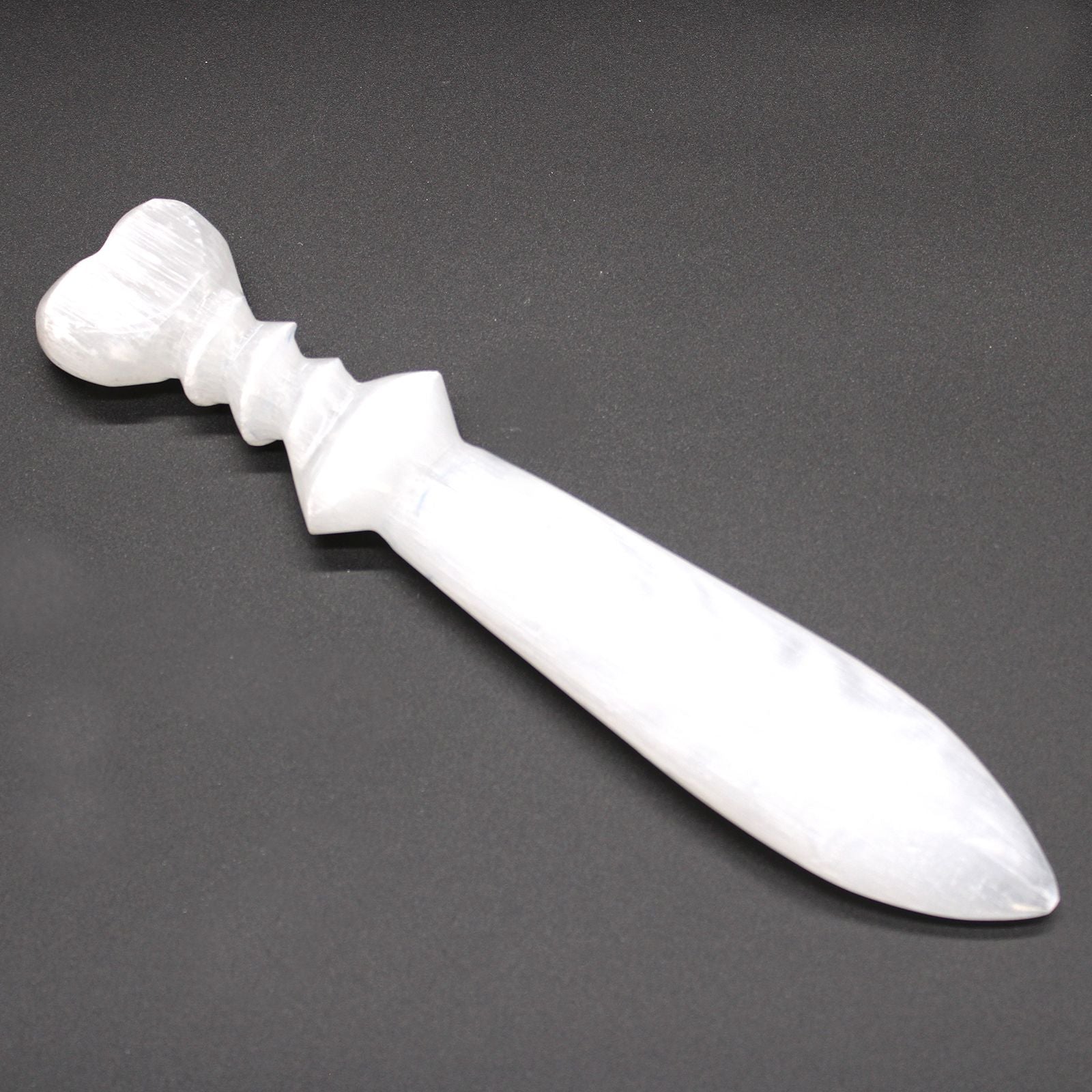 Selenite Lrg Ritual Knife - Spiral (25cm) | Auro & Co