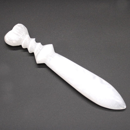 Selenite Lrg Ritual Knife - Spiral (25cm) | Auro & Co