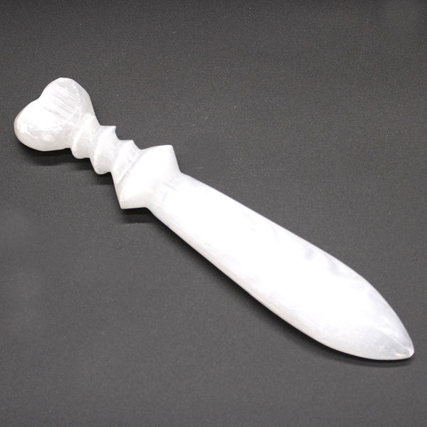 Selenite Lrg Ritual Knife - Spiral (25cm) | Auro & Co