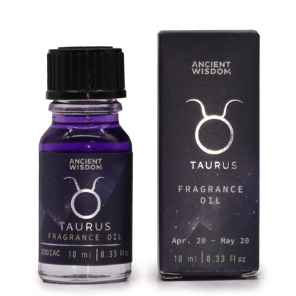 Taurus fragrance oil bottle and packaging on a white background