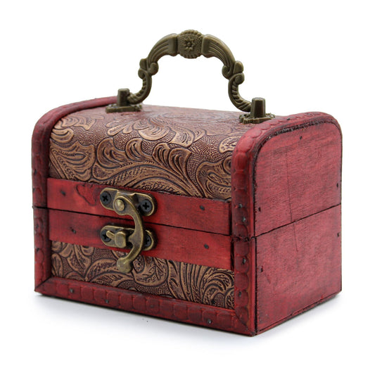 Floral Embossed Colonial Vintage Style Box, Medium Large