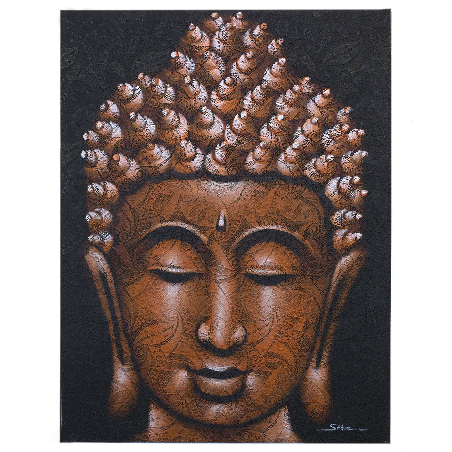 Buddha Painting - Copper Brocade Detail | Auro & Co