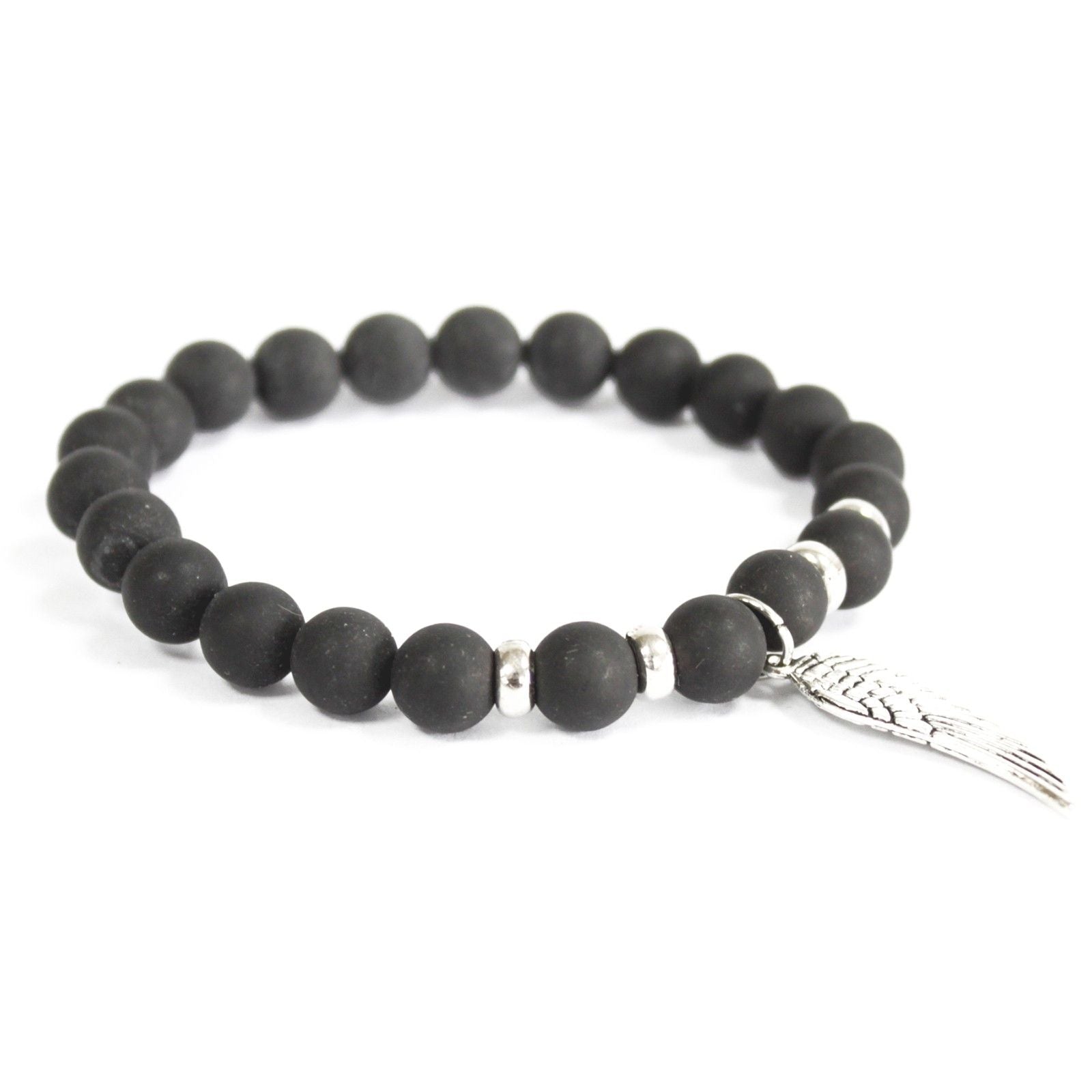 Angel Wing / Black Agate - Gemstone Bracelet | Auro & Co