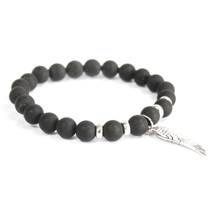 Angel Wing / Black Agate - Gemstone Bracelet | Auro & Co
