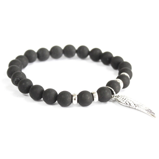 Angel Wing / Black Agate - Gemstone Bracelet | Auro & Co