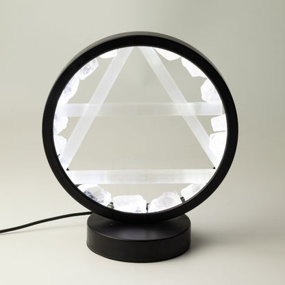 Air Gemstone Halo Lamp, Clear Quartz and Selenite