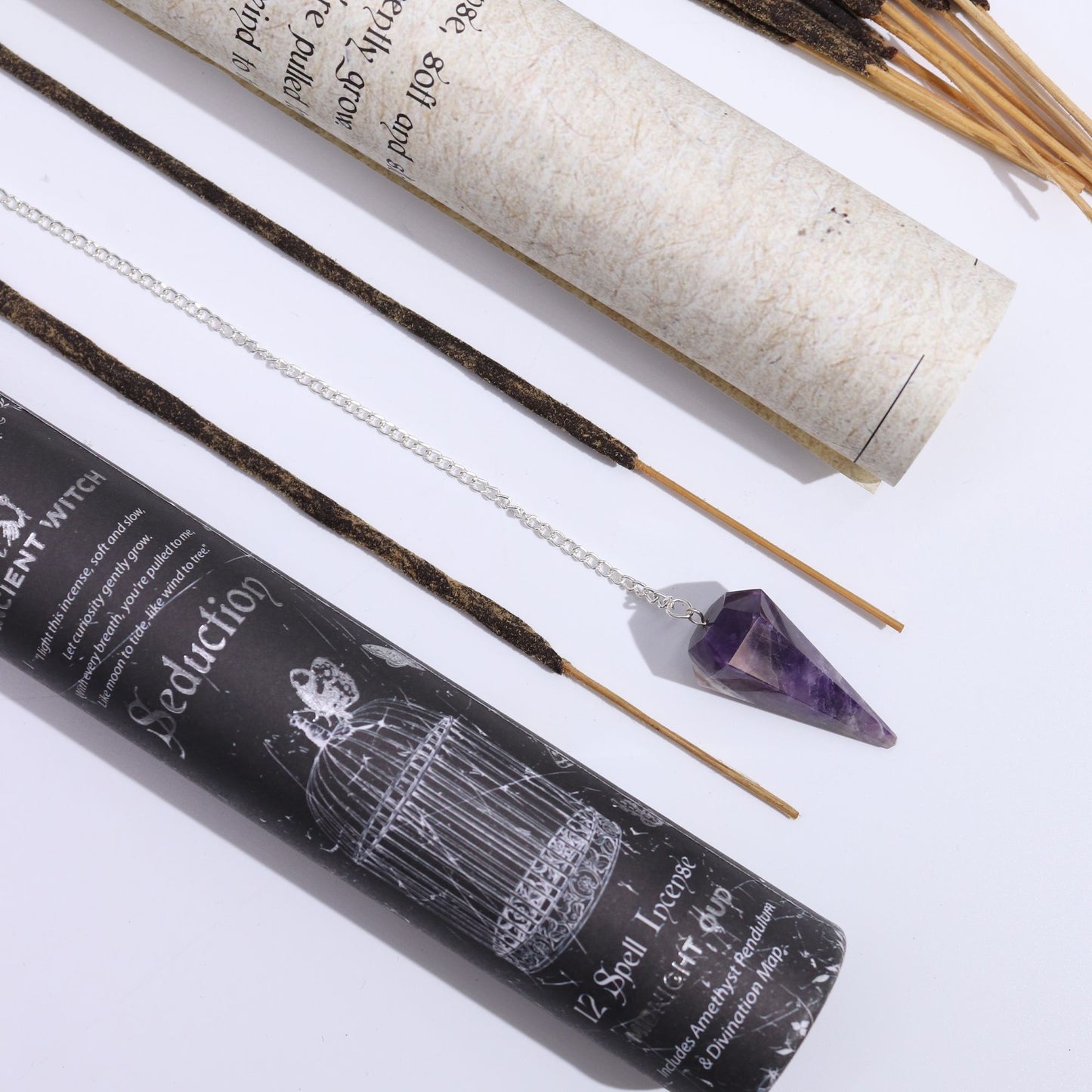 Ancient Witch Spell Incense - Seduction - Amethyst Pendulum – product image 10