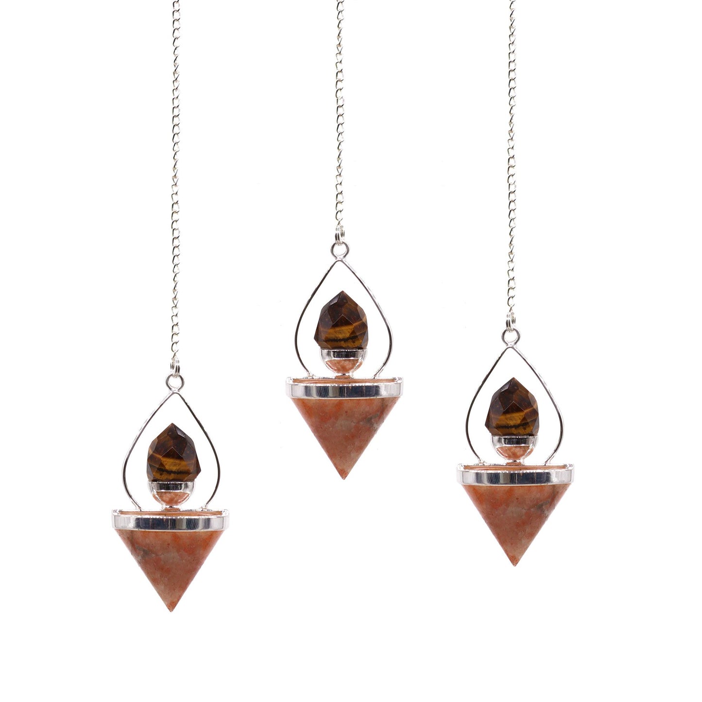 Gemstone Lantern of Life Pendulum - Sunstone & Tigereye | Auro & Co