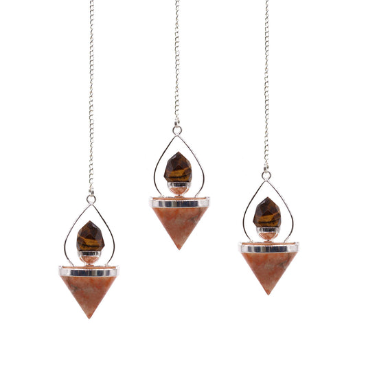 Gemstone Lantern of Life Pendulum - Sunstone & Tigereye | Auro & Co