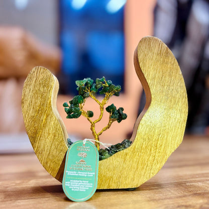 Gemstone Tree Garden - Mango Wood Open Ring - Green Aventurine - 60 chipstones | Auro & Co