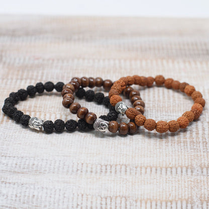 Brown Beads & Buddah Bangle