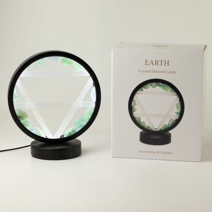 Earth Gemstone Halo Lamp, Green Aventurine and Selenite