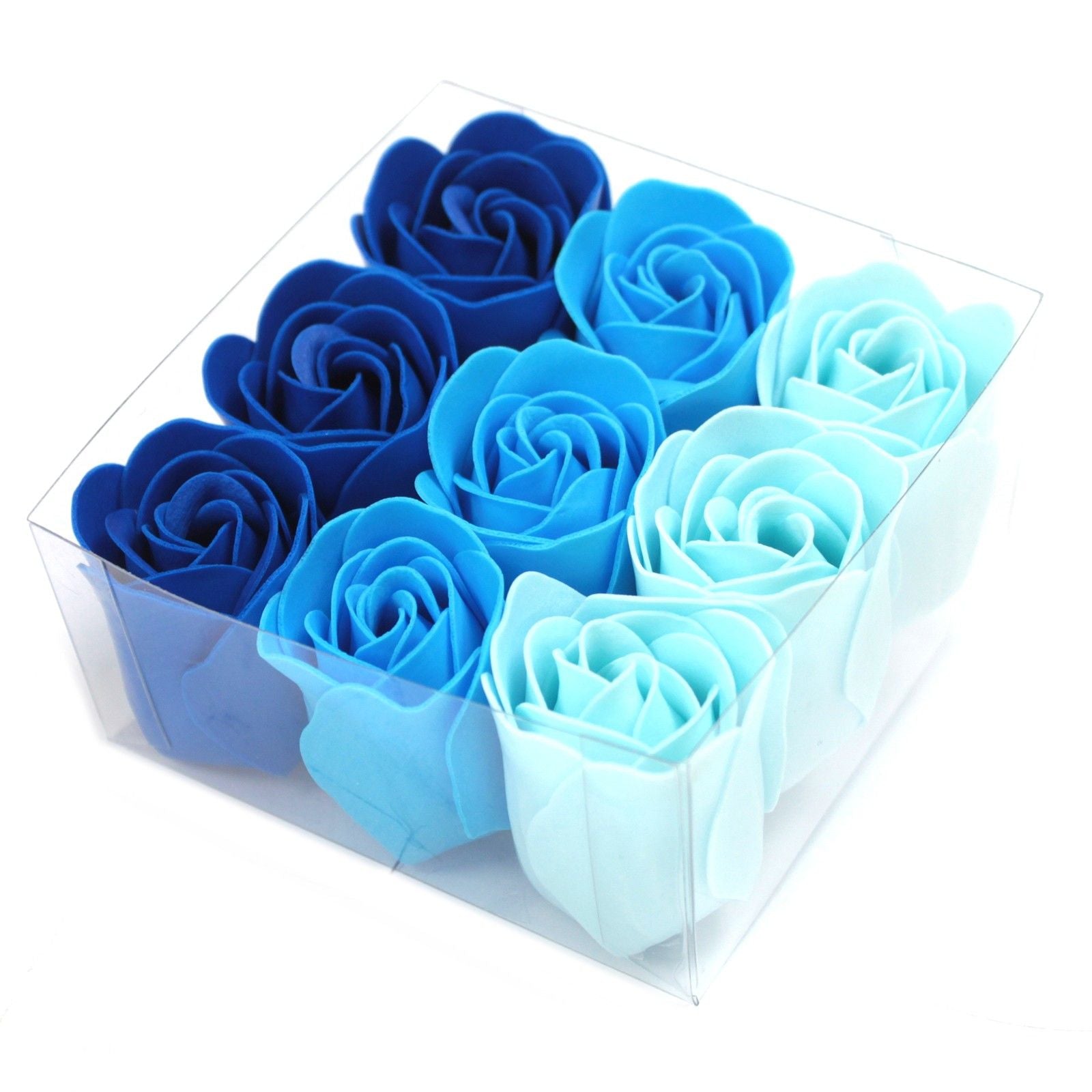 Set of 9 Soap Flowers - Blue Wedding Roses – packaging