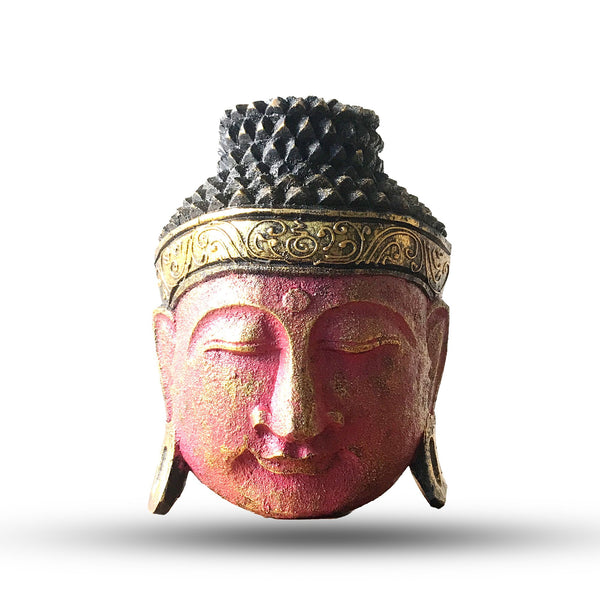 Home Decoration Buddha Head - 25cm - Red Shine Finish | Auro & Co