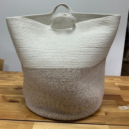 Cotton Rope Laundry / Storage Big Basket 45x40cm - Beige – detail view