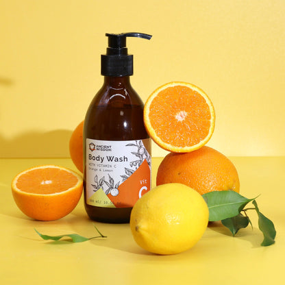 Aromatherapy Body Wash with Vitamin C – Orange & Lemon – lifestyle shot