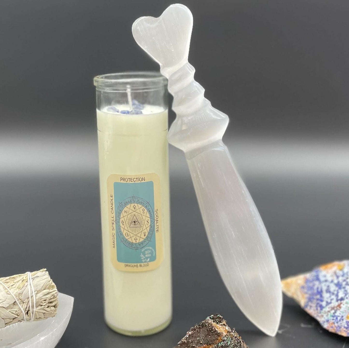 Selenite Lrg Ritual Knife - Spiral (25cm) – lifestyle shot
