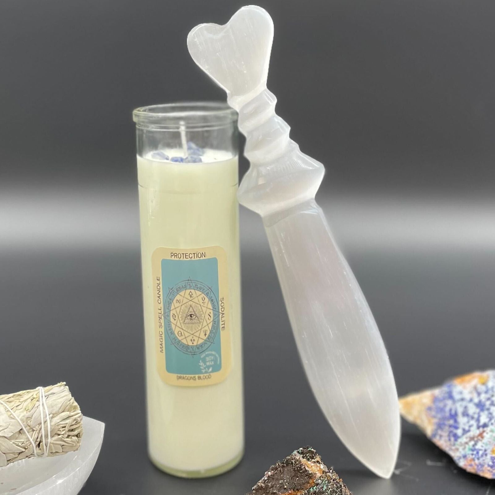 Selenite Lrg Ritual Knife - Spiral (25cm) – lifestyle shot