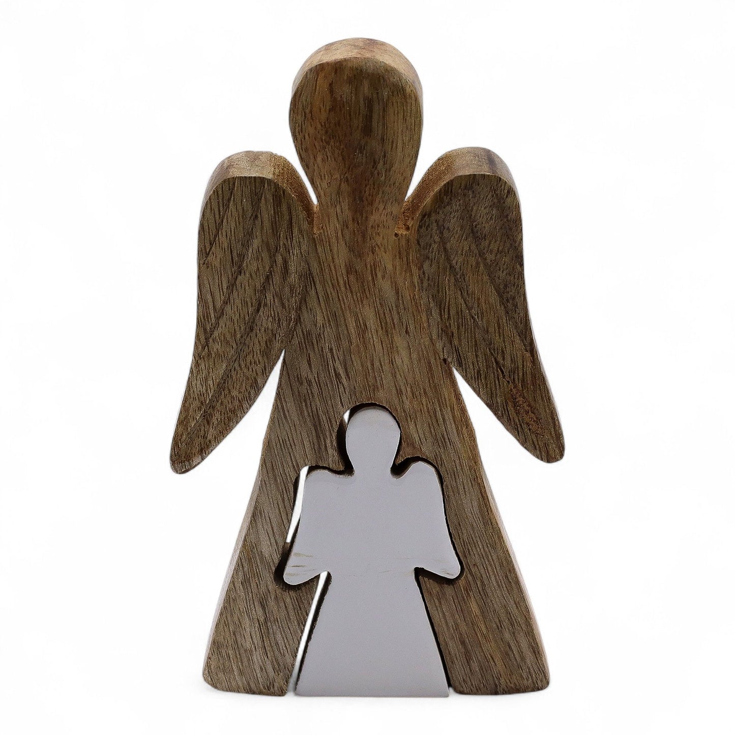 Mango Wood Angel in Angel - White Enamel | Auro & Co