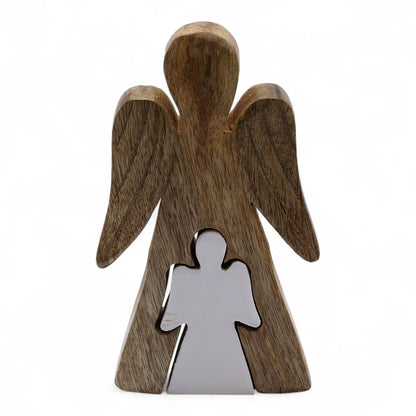 Mango Wood Angel in Angel - White Enamel | Auro & Co