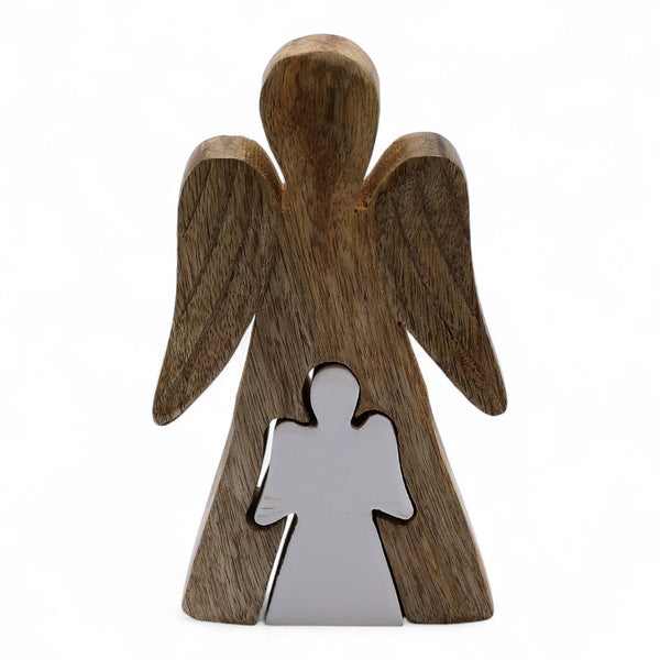 Mango Wood Angel in Angel - White Enamel | Auro & Co