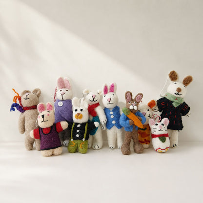 Felt Animal Charms, Mini Cute Set of 10, Hanging Decorations & Bag Charms