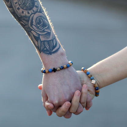 Set of 2 Gemstones Friendship Bracelets - Eternity - Leopard Skin Jasper & Lava Stone – product image 9
