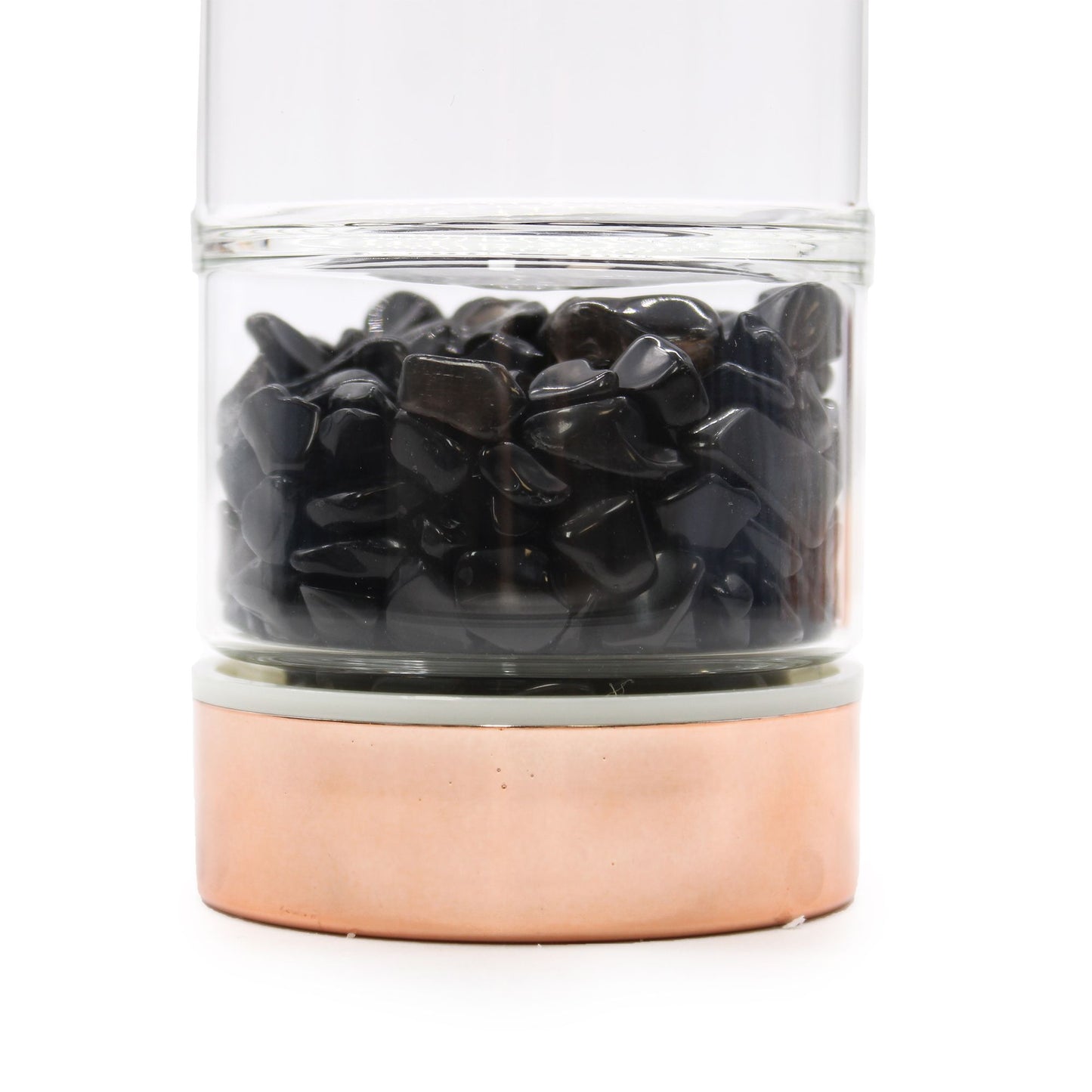 Crystal Glass Tea Infuser Bottle - Rose Gold - Onyx – detail view