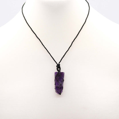 Laced Gemstone Flat Point Pendant - Amethyst – lifestyle shot