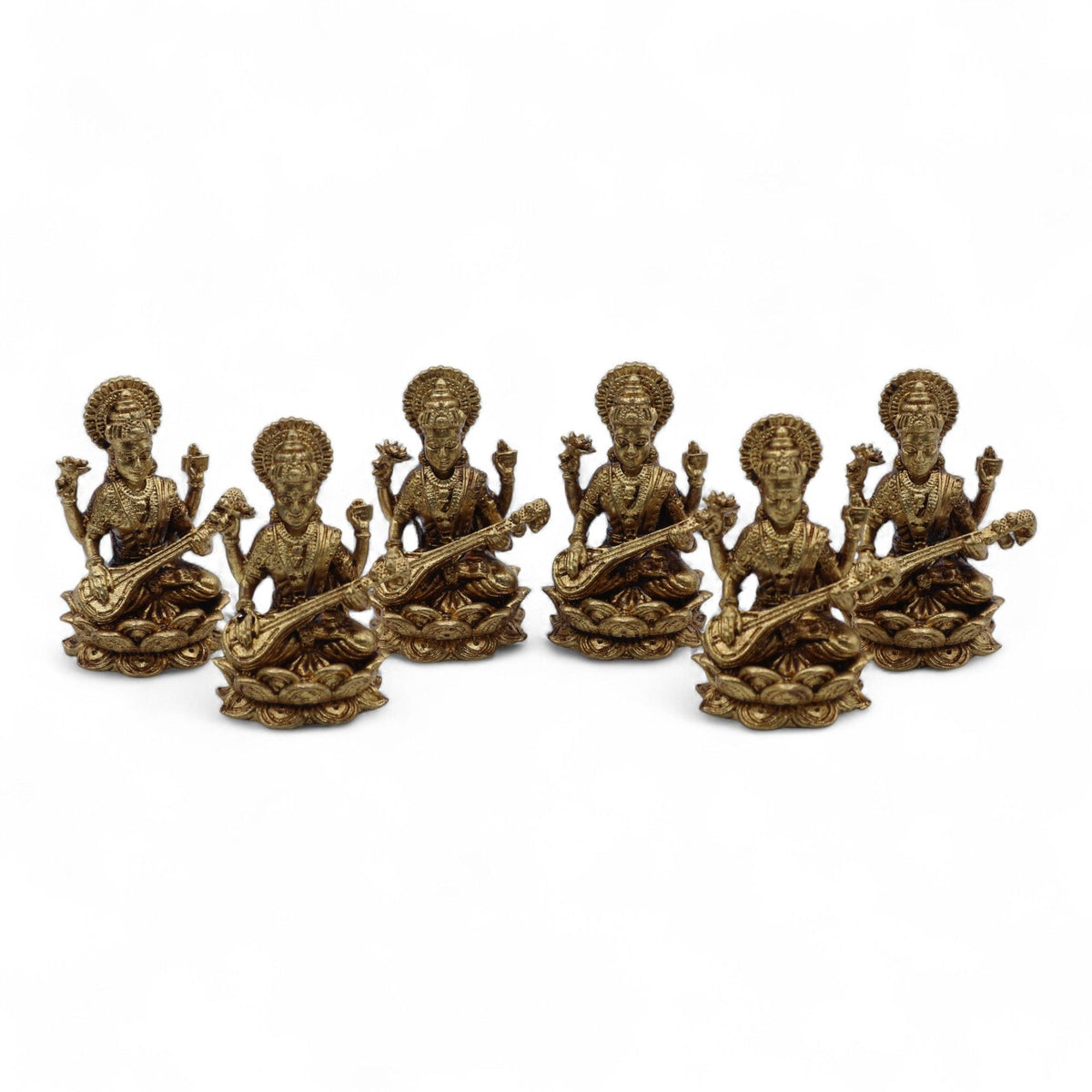 Saraswati Brass Miniature Figure, Small, 4cm