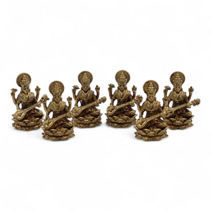 Saraswati Brass Miniature Figure, Small, 4cm