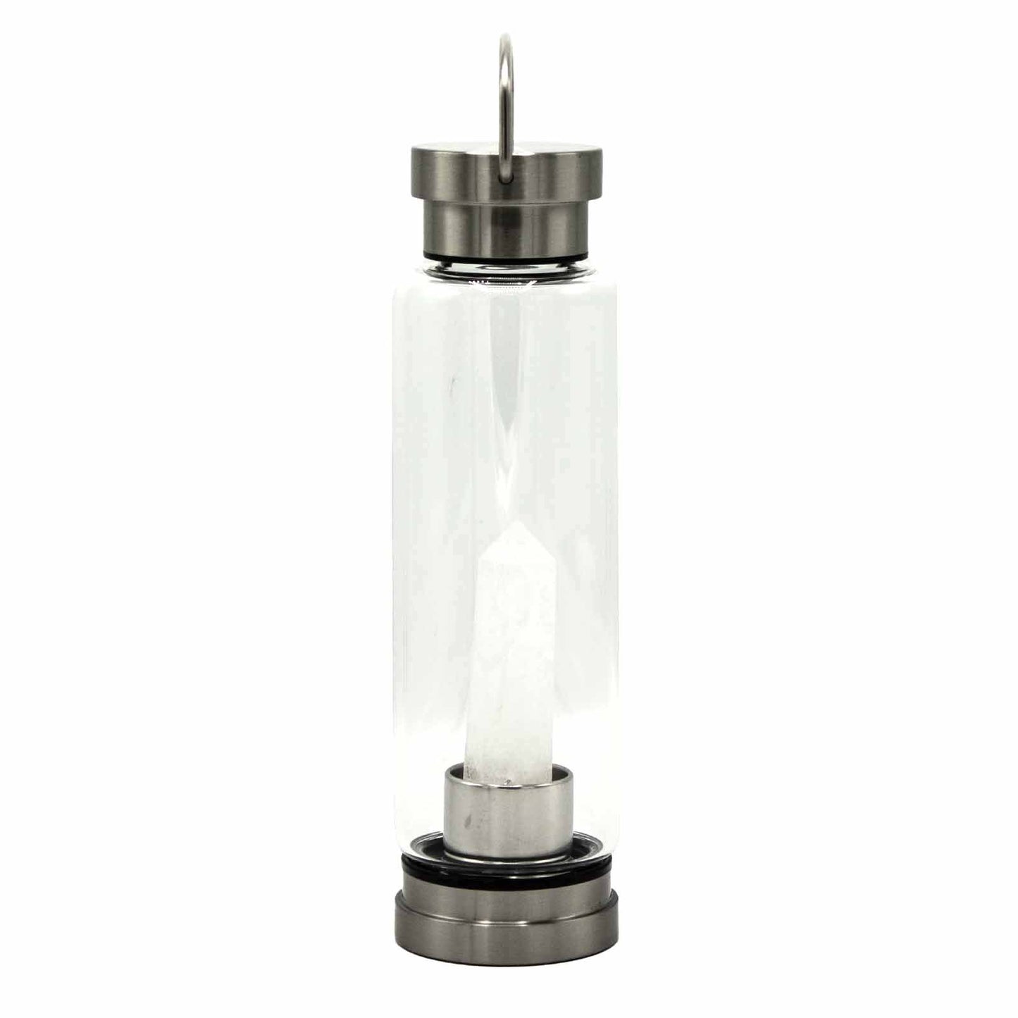 Crystal Infused Glass Water Bottle - Cleansing Clear Quartz - Obelisk | Auro & Co