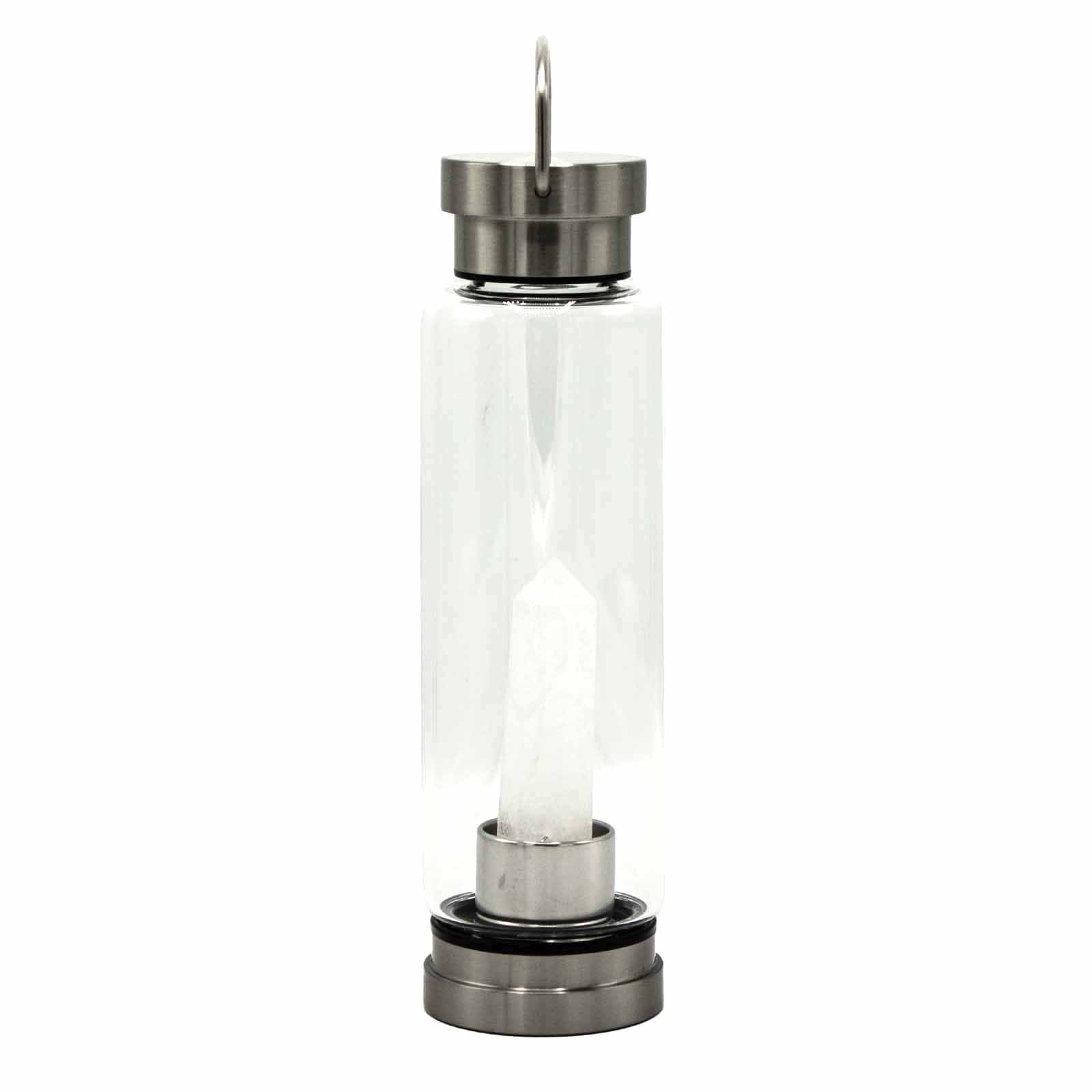Crystal Infused Glass Water Bottle - Cleansing Clear Quartz - Obelisk | Auro & Co