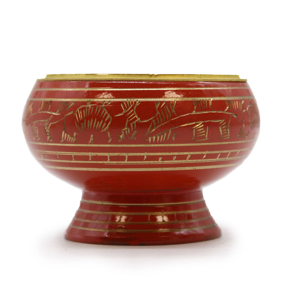 Sacral Chakra Charcoal Incense Jar, Tall, Red, Brass