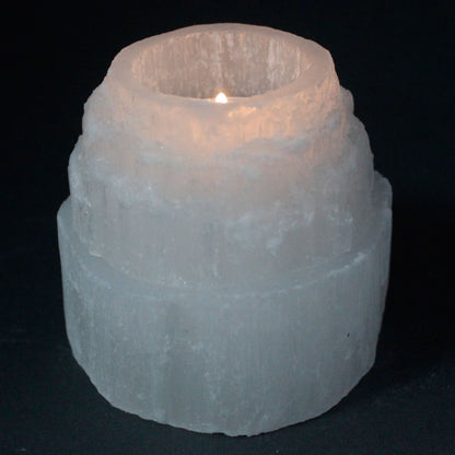 Selenite Mountain Top Candle Holder - 8 cm | Auro & Co