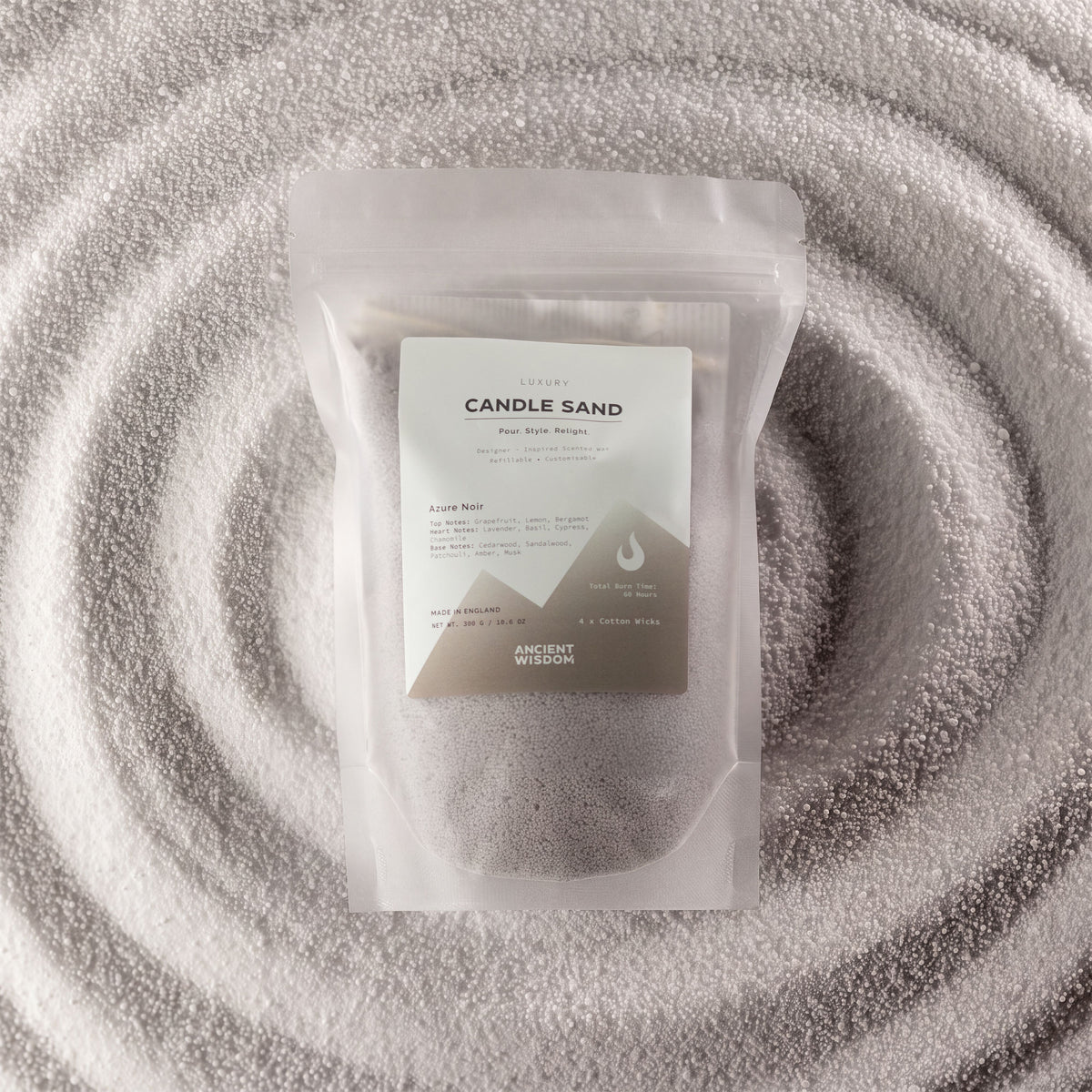 Azure Noir Candle Sand - Warm Grey, 300g