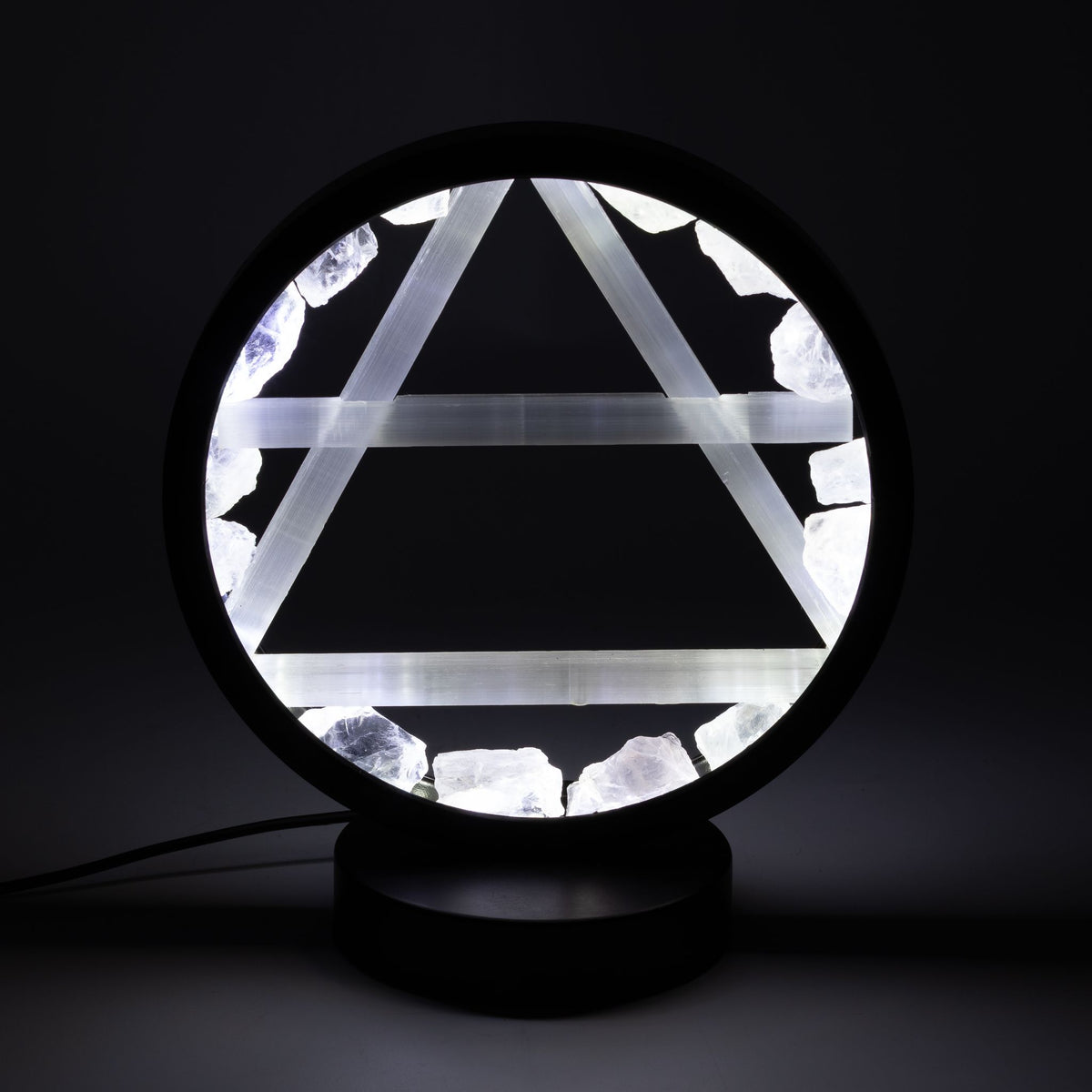 Air Gemstone Halo Lamp, Clear Quartz and Selenite