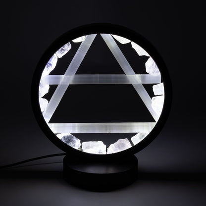 Air Gemstone Halo Lamp, Clear Quartz and Selenite