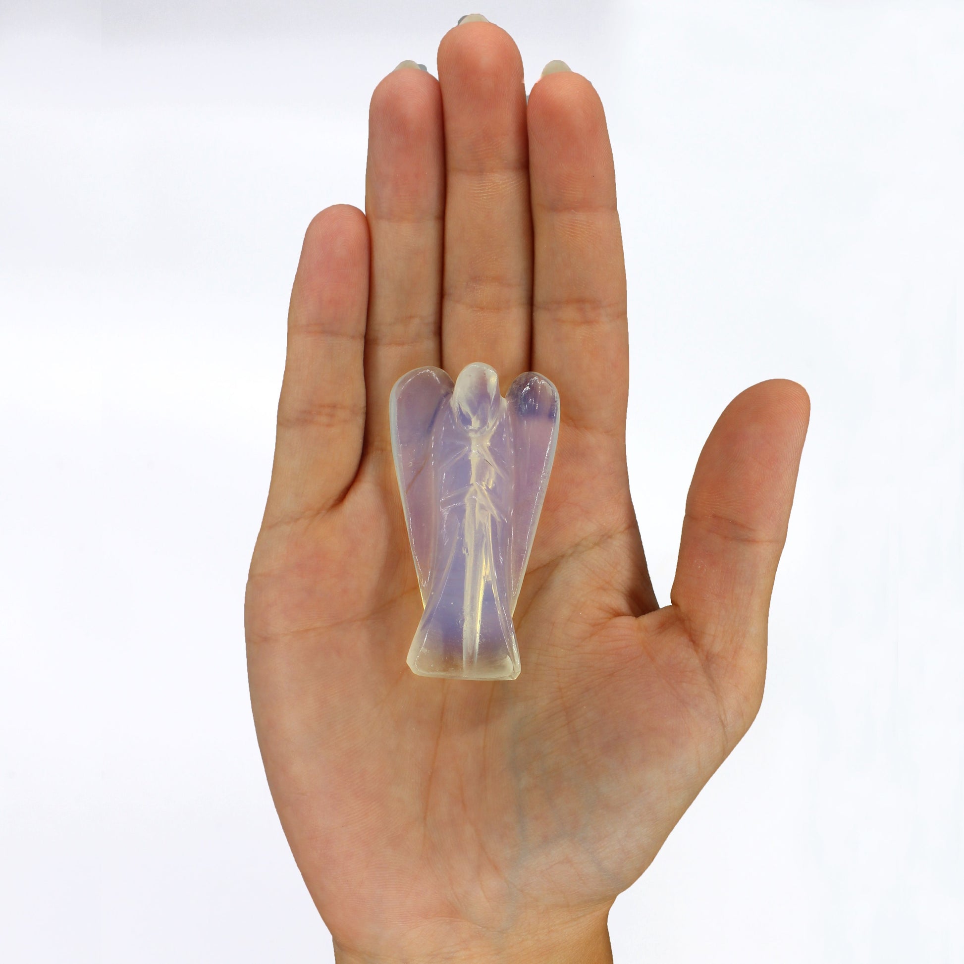 Hand Carved Gemstone Angel - Opalite – lifestyle shot