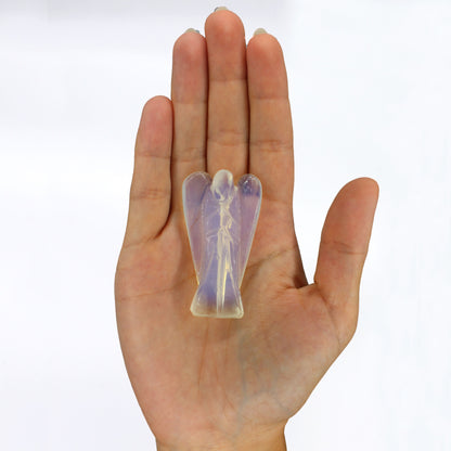 Hand Carved Gemstone Angel - Opalite – lifestyle shot