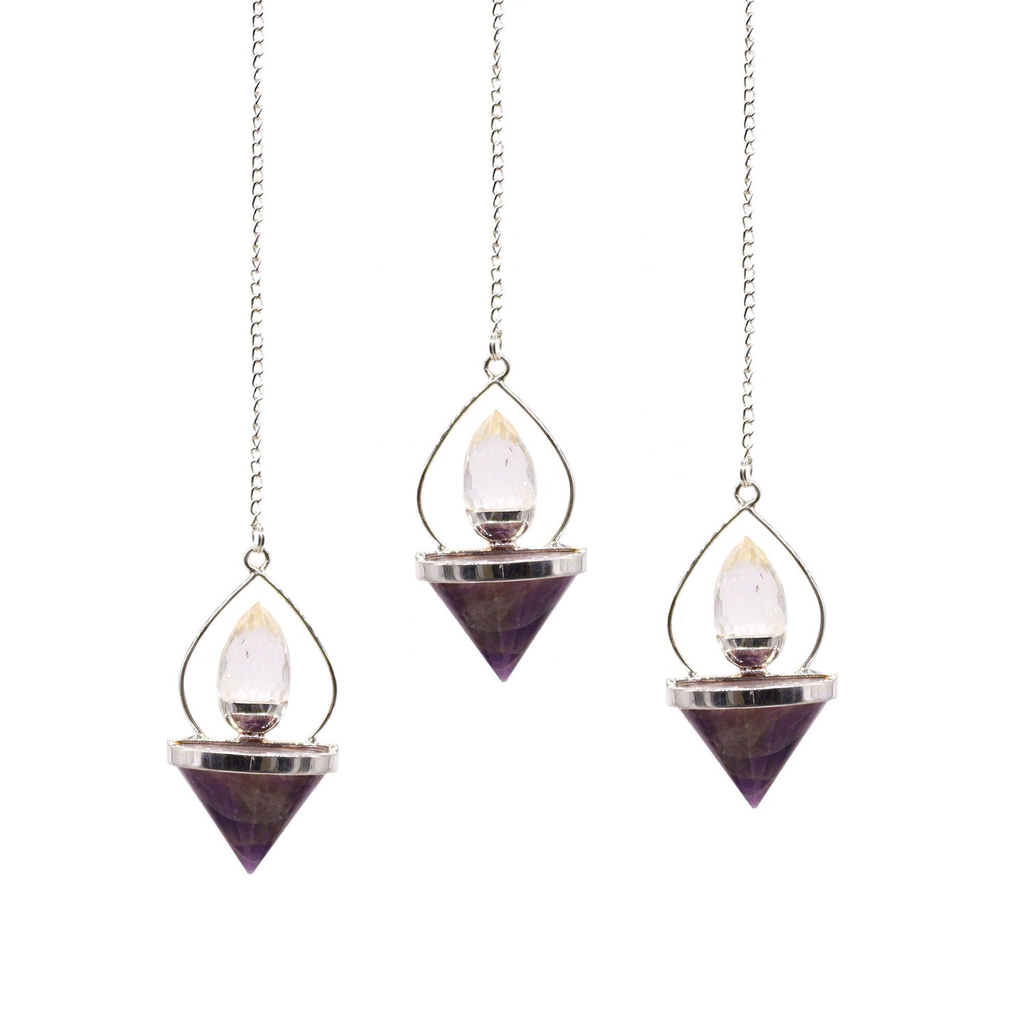 Gemstone Lantern of Life Pendulum - Amethyst & Rock Quartz | Auro & Co
