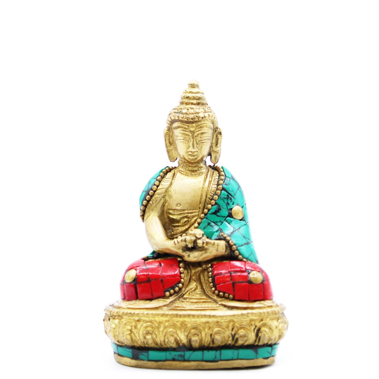 Inlaid Brass Buddha Statue