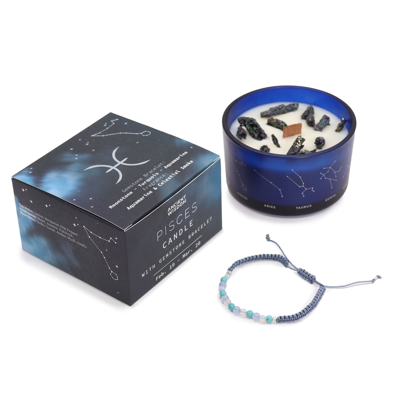 Pisces Zodiac Crystal Candle Set | Auro & Co