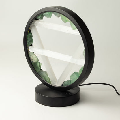 Earth Gemstone Halo Lamp, Green Aventurine and Selenite