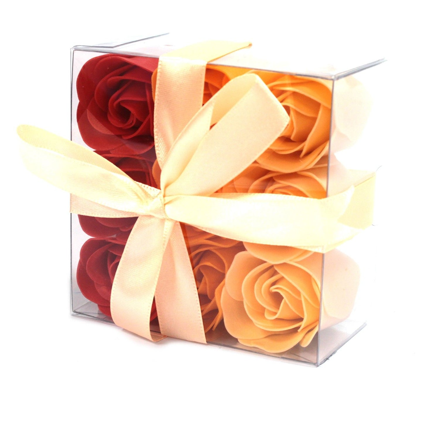 Set of 9 Soap Flower Box - Peach Roses | Auro & Co
