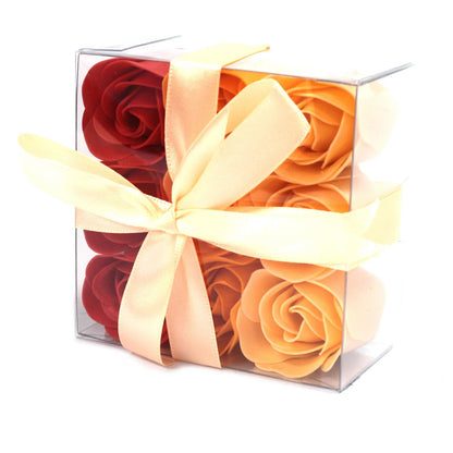 Set of 9 Soap Flower Box - Peach Roses | Auro & Co