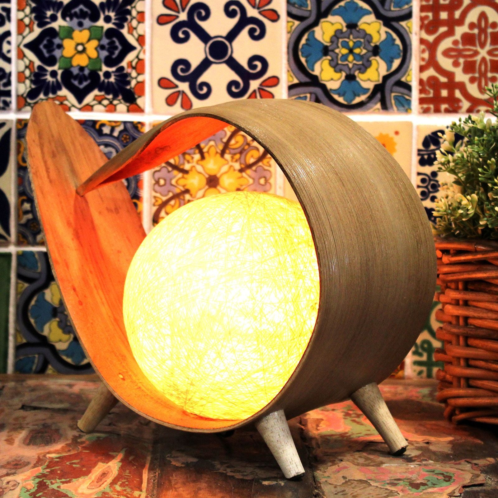 Natural Coconut Lamp - Natural Wrapover – detail view