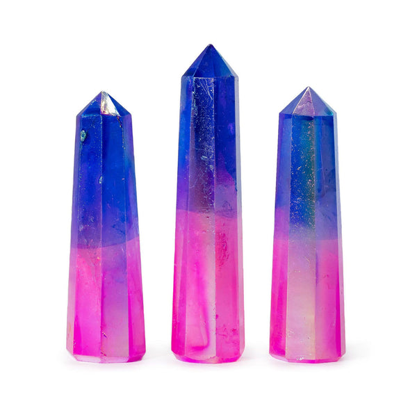 Gemstone Obelisk Point approx 9cm - Aurura Crystal Quartz - Pink & Blue | Auro & Co