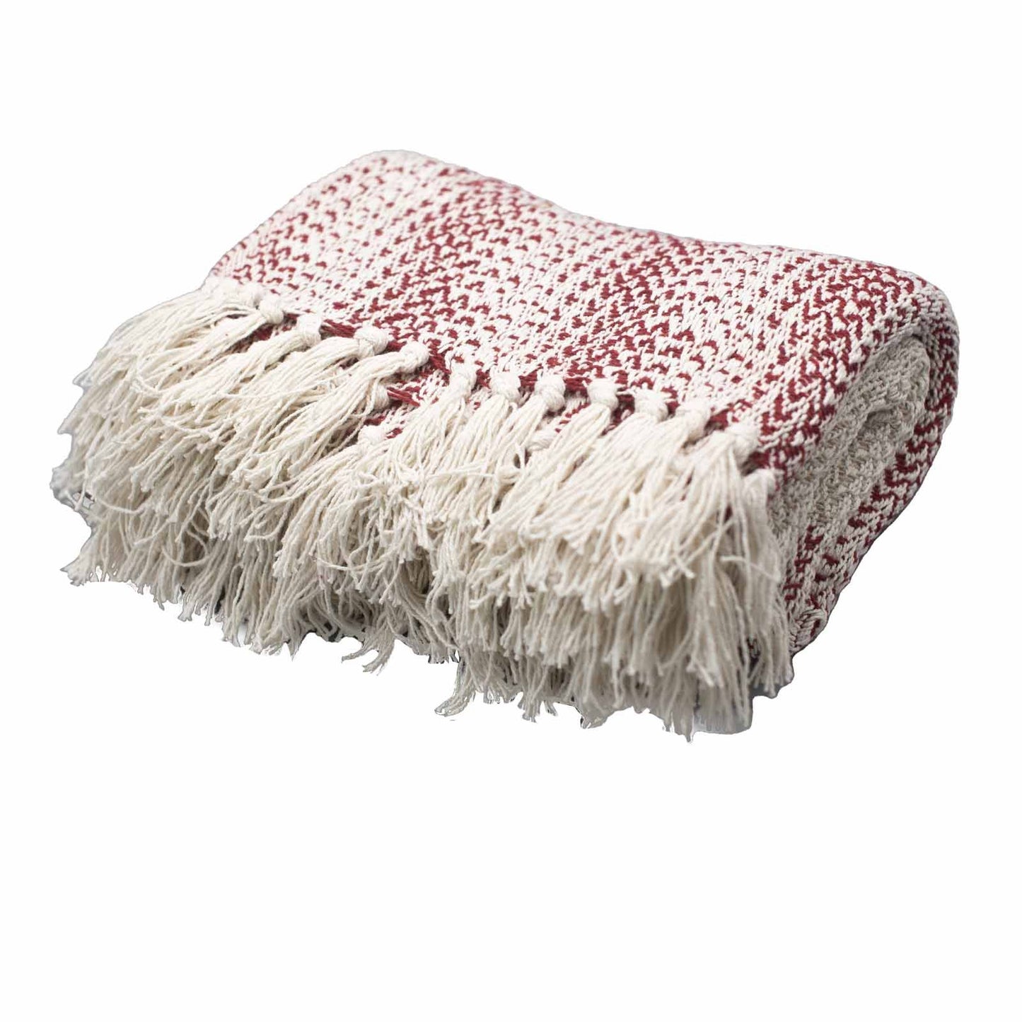 Ruby Weave Cozy Tassel Throw – Two-Tone Boho Charm